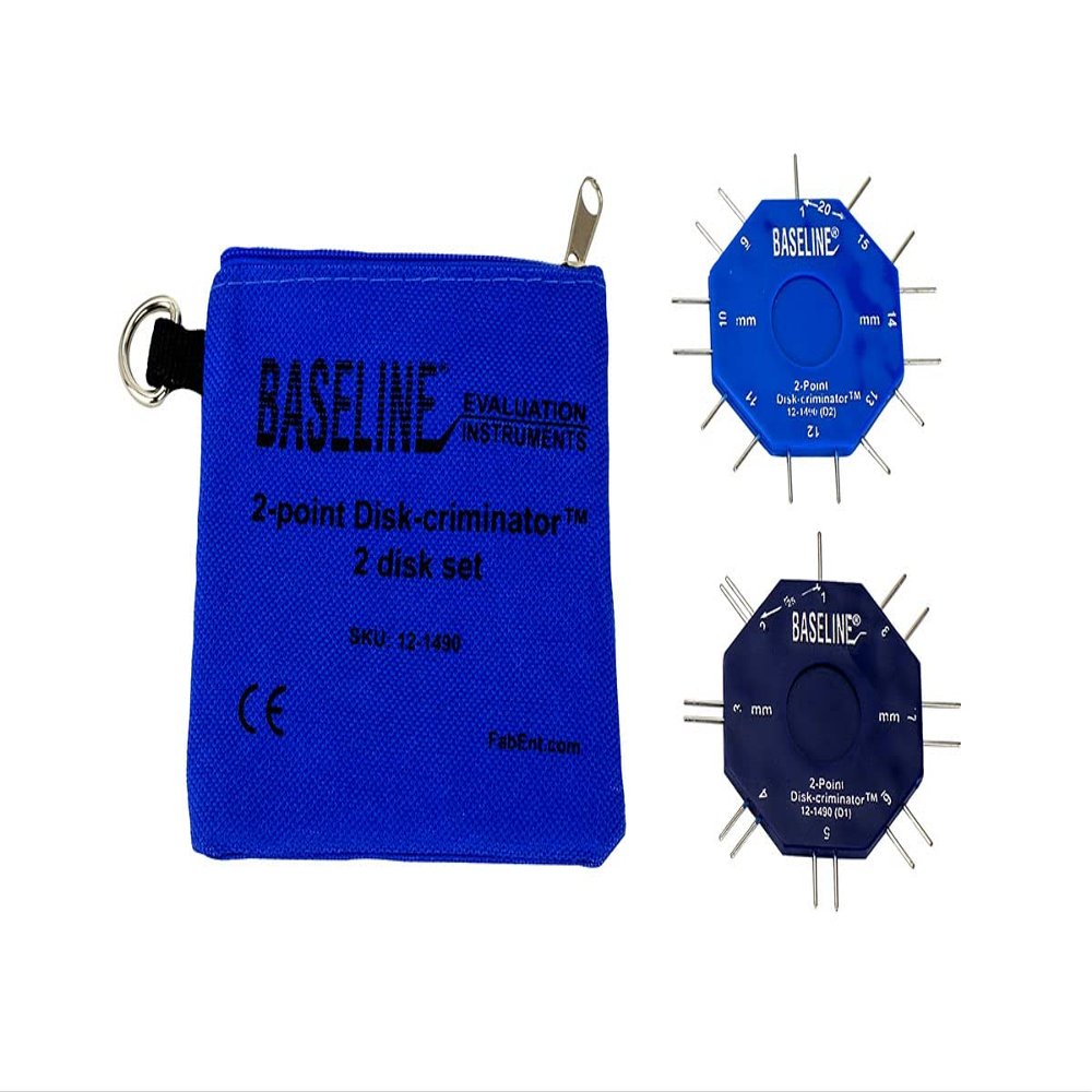 Baseline 2-Point Discrim-A-Gon 2 Disc Set for Sensory Evaluation, Physical Therapy, Rehabilitation, Recovery Professional Evaluation with Metal Tips