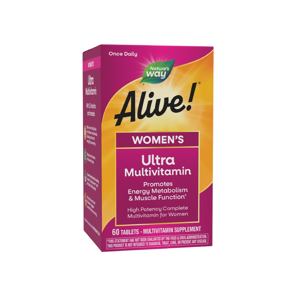 Nature's Way Alive! Ultra Multivitamin for Women, Complete Daily Women's Vitamins, High Potency Formula, Promotes Energy Metabolism and Muscle Function*, Vitamin A, C, D, Methylated B12, 60 Tablets