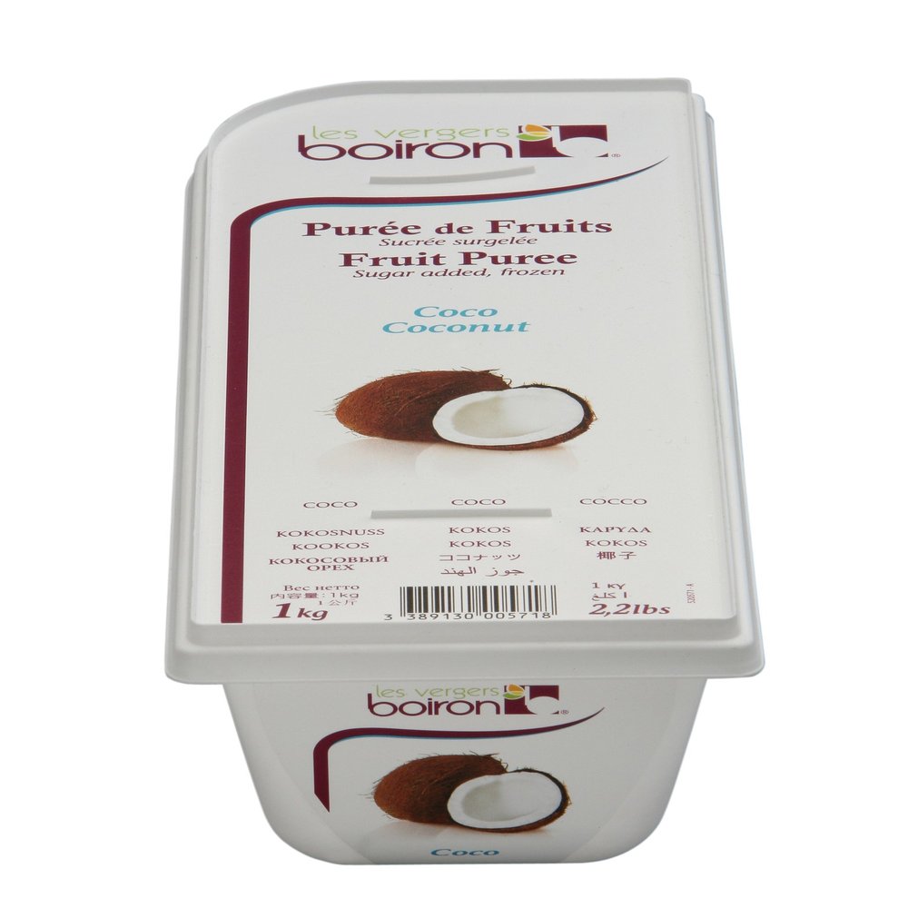 BOIRON Coconut Fruit Puree Frozen - Luxurious Tropical Flavor, 2x1 Kilo - Perfect for Professional Chefs & Culinary Enthusiasts, Non-GMO, Kosher