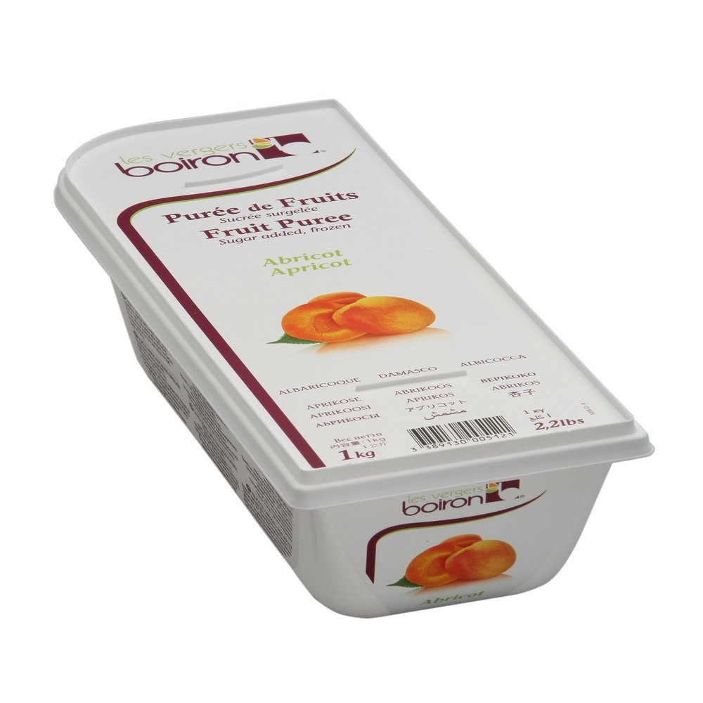 BOIRON Apricot Fruit Puree Frozen - Gourmet Natural Apricot Flavor 2x1 Kilo - Non-GMO, Kosher Certified, Ideal for Professional & Home Chefs