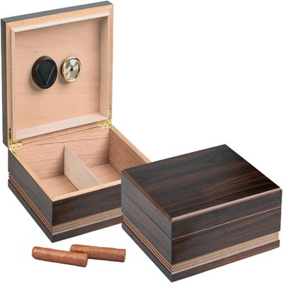 Prestige Import Group Duke Routered Design Cigar Humidor - Up to 50 Capacity - Color: Walnut Finish