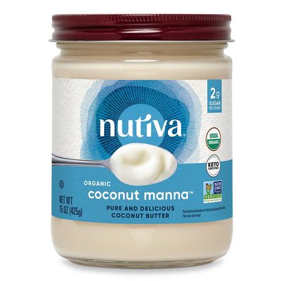 Nutiva Organic Coconut Manna Pured Coconut Butter, 15 Oz, USDA Organic, Non-GMO, Vegan, Gluten-Free & Keto, Creamy Spread for Smoothies, Oatmeal, Curries & Coconut Milk