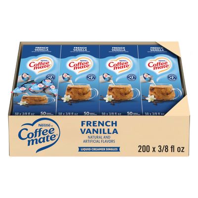 Nestle Coffee mate Coffee Creamer, French Vanilla, Liquid Creamer Singles, Non Dairy, No Refrigeration, 0.375 fl oz Tubs (Pack of 200)