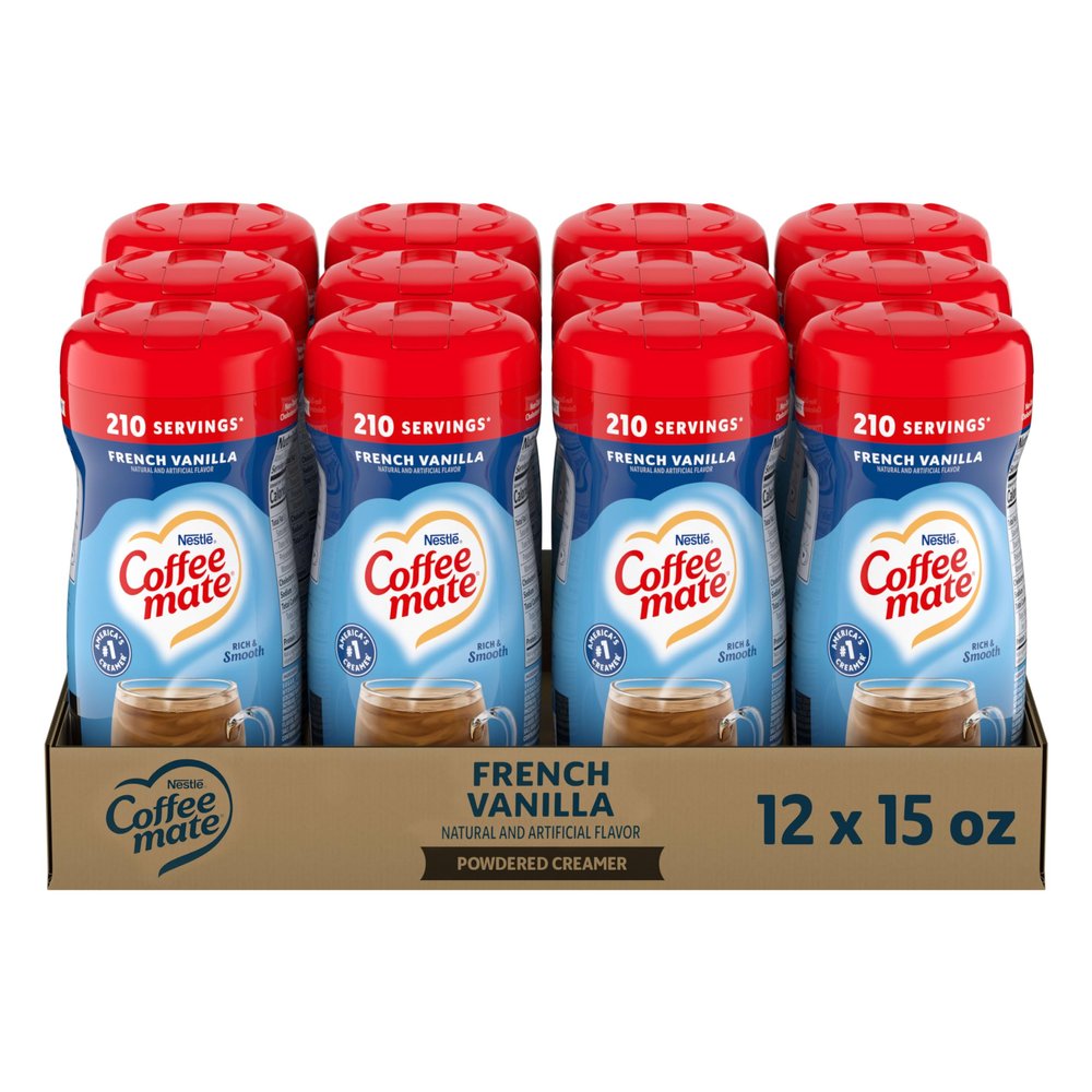 Nestle Coffee mate Coffee Creamer, French Vanilla, Non Dairy Powder Creamer, 15 oz Canister (Pack of 12)