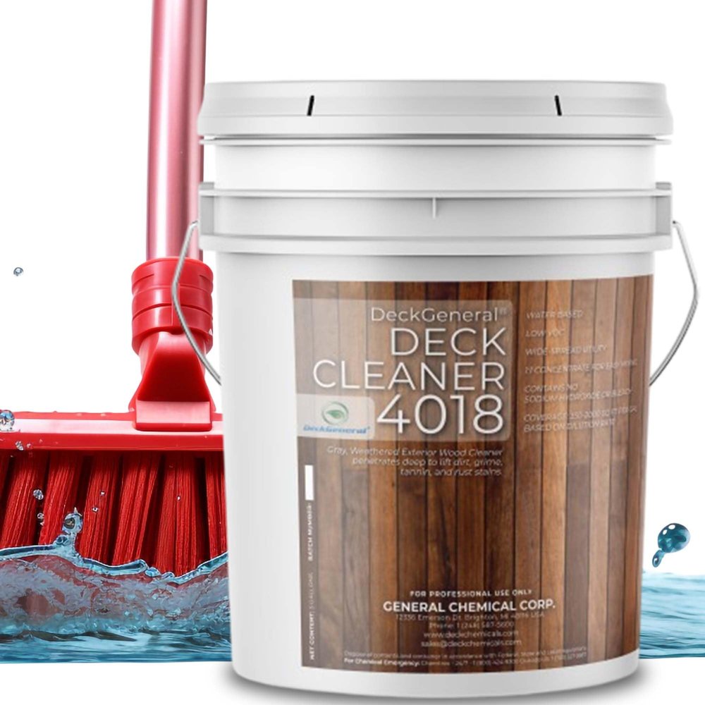 Deck Cleaner 4018 - Wood Cleanser & Outdoor Furniture Wood Surface Cleaner - Liquid Cleanser for House Exterior, Heavy-Duty Cleaning Products & Board Rejuvenation for Deck, Fence, & Furniture 5 Gallon