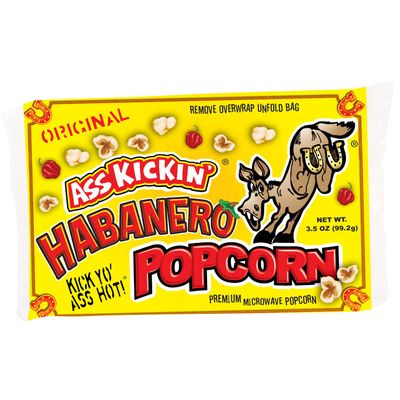 ASS KICKIN' Habanero Microwave Popcorn Bags - 3 Pack - Ultimate Spicy Popcorn Gourmet Gift - Makes a Great Movie Theater Popcorn or Snack Food for Movie Night