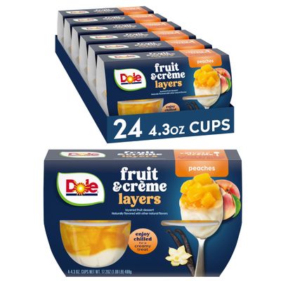 Dole Fruit Bowls Peaches & Creme Layers Snacks, 4.3oz 24 Total Cups
