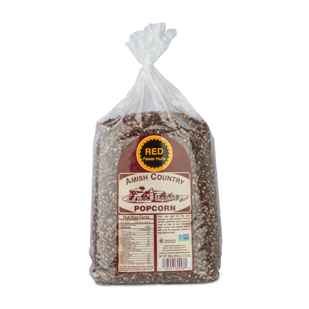 Amish Country Popcorn | 6 lbs Bag | Red Popcorn Kernels | Old Fashioned, Non-GMO and Gluten Free (Red - 6 lbs Bag)