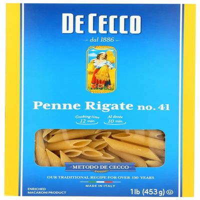 De Cecco Enriched Macaroni Product, Penne Rigate No. 41, 16 oz, (pack of 6)