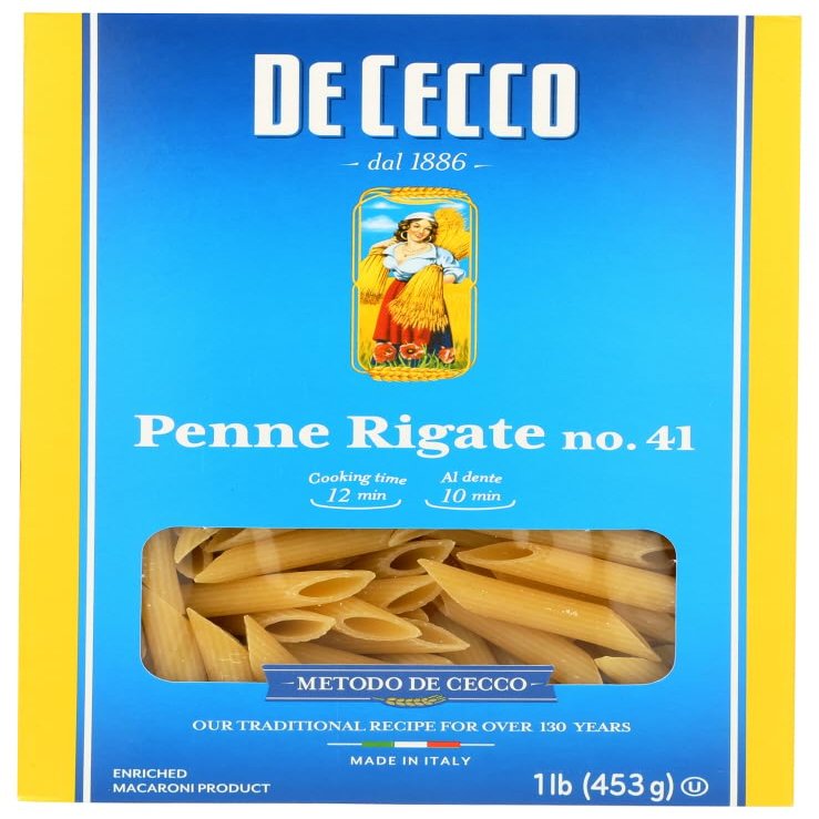 De Cecco Enriched Macaroni Product, Penne Rigate No. 41, 16 oz, (pack of 6)