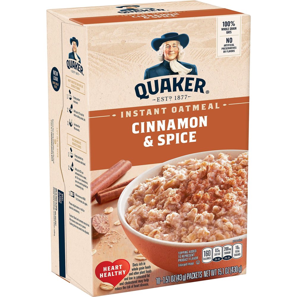 Quaker, Instant Oatmeal, Cinnamon and Spice, 1.51 Ounce (Pack of 10)