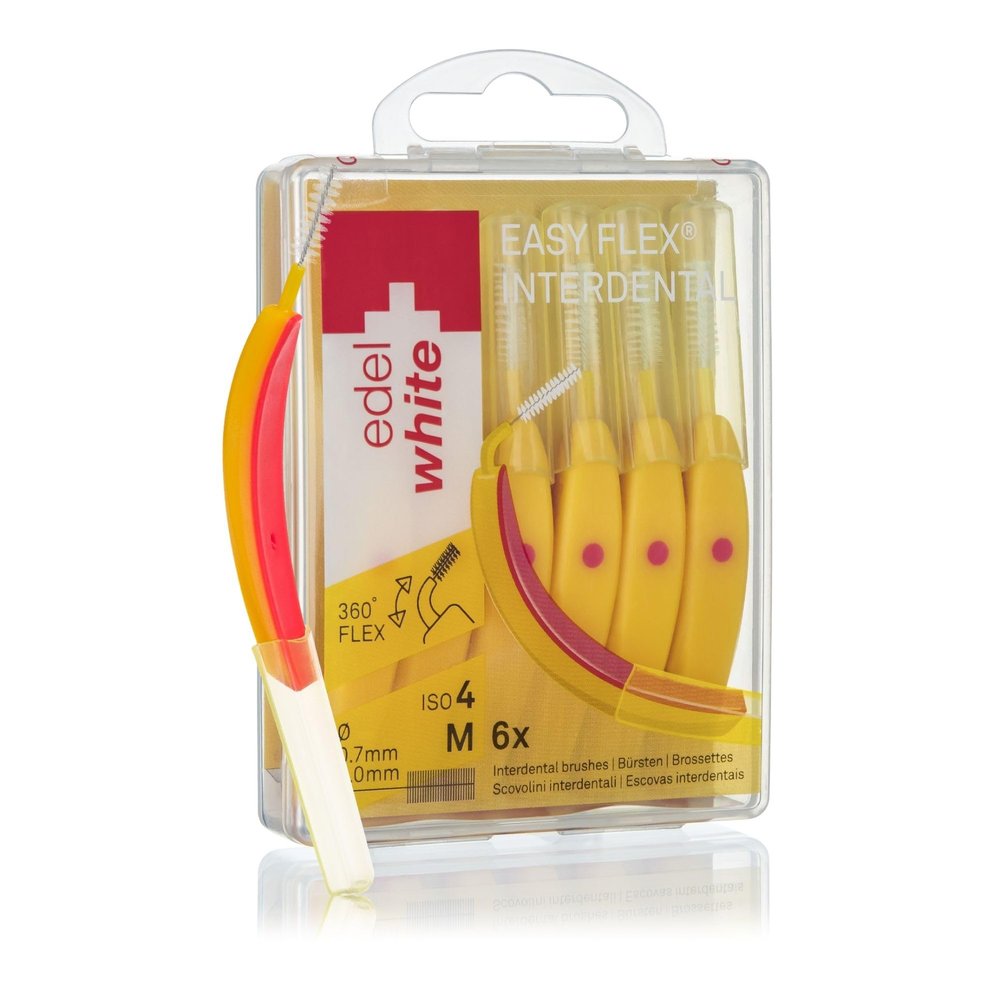 edel+white M EasyFlex Profi-Line Interdental Brushes - Yellow Medium Size