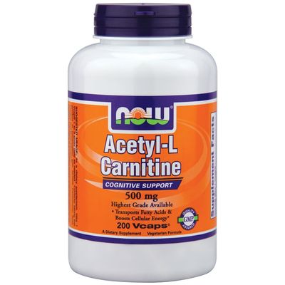 Now Foods Acetyl-L Carnitine 500 mg - 200 Vcaps 4 Pack