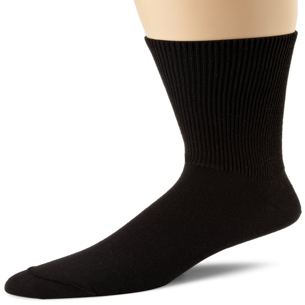 Wigwam Men's Diabetic Walker Crew Length Sock, Black, Sock Size:10-13/Shoe Size: 6-12