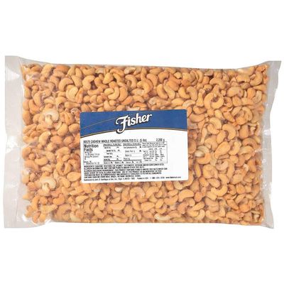 Fisher Cashews, Whole, Roasted, No Salt, 5-Pound Packages