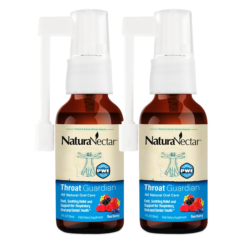 NaturaNectar - Bee Propolis Throat Spray - Unique Throat Relief and Wellness Agent - Brazilian Bee Propolis Throat Guardian Spray - Ethical Beekeeping - Honey Bee Berry Flavor (2-Pack, 1.06 Fl Oz.)