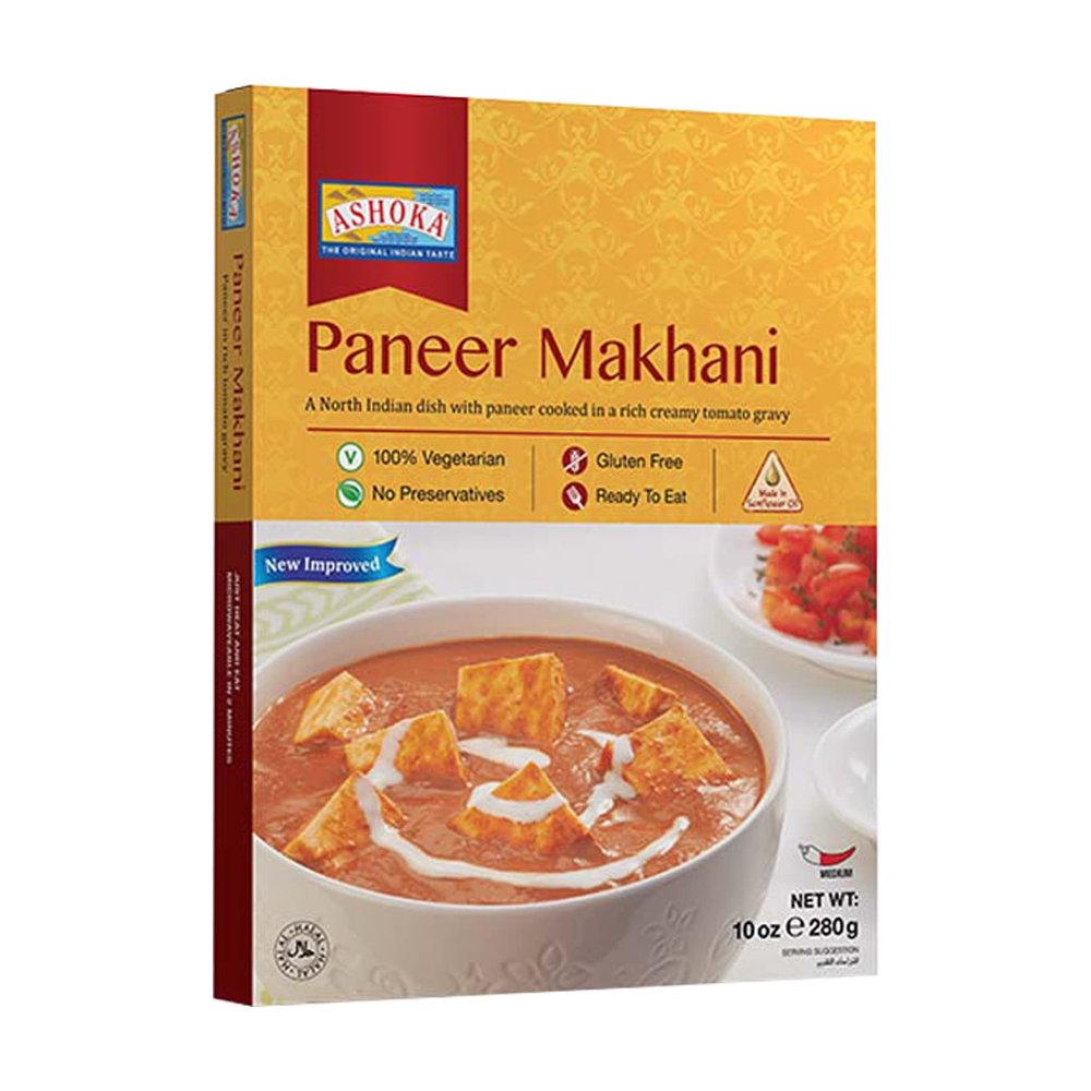 Ashoka Meals 1932, Vegetarian Tomato Cheese Curry, All-Natural, Kosher Certified, Ready to Eat Indian Meals, Authentic Paneer Makhani, Great for Offices, No Preservatives, Pack of 1