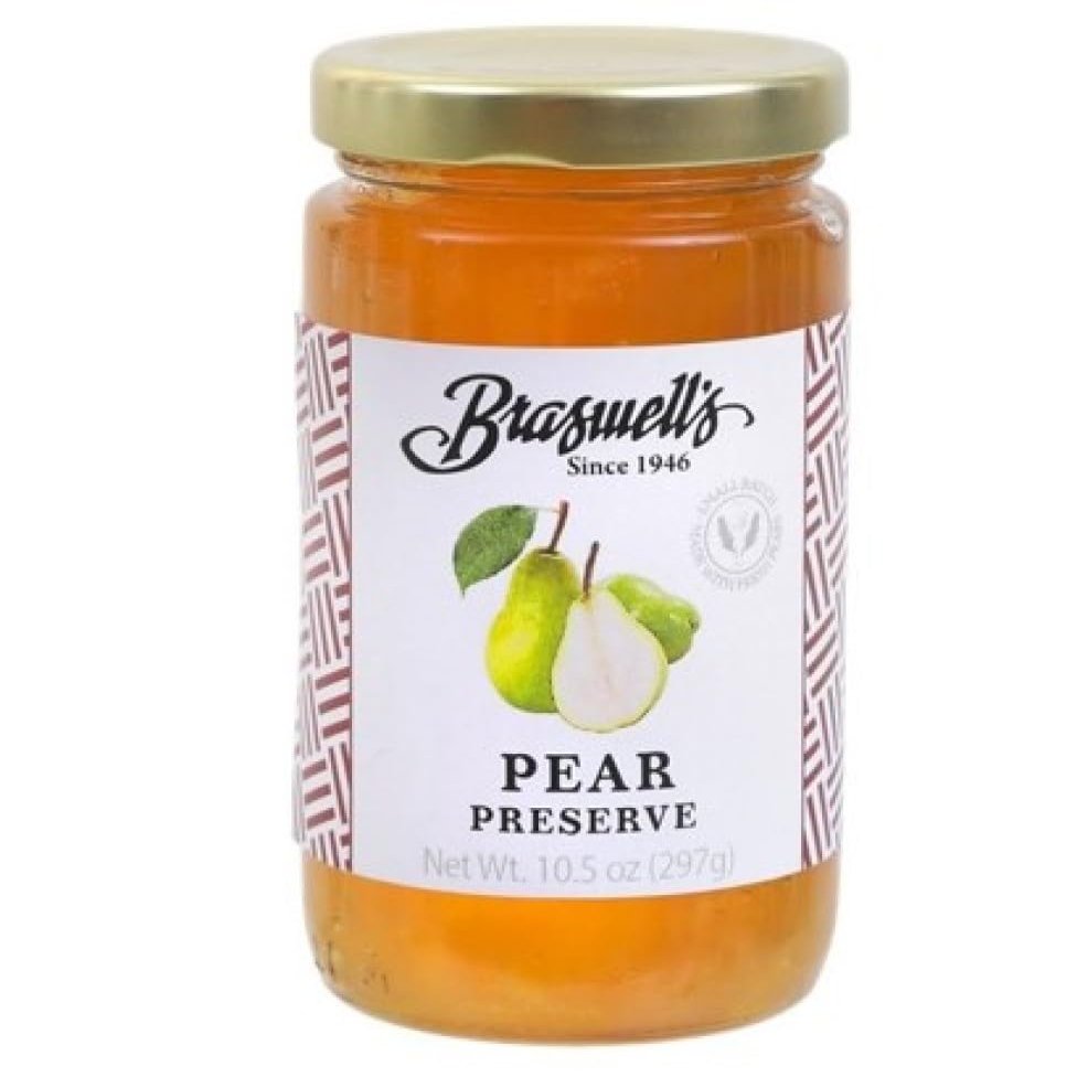 Braswells Sweet and Savory Jellies, Jams, and Preserves Small-Batch, Renowned Specialty, Made in USA, Since 1946 (10.5 Ounce, Pear)