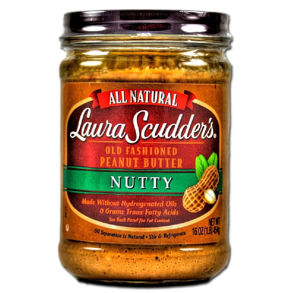 Laura Scudder's Old Fashioned Nutty Peanut Butter, 16-Ounce Glass Jars (Pack of 6)