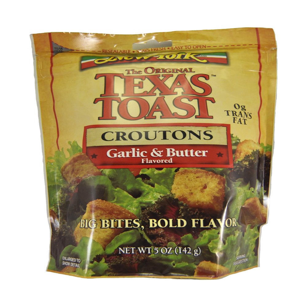 New York Texas Toast Croutons Garlic & Butter, 5-Ounce Bags (Pack of 12)