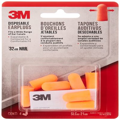 3M Safety 3M 92050-00000T Disposable Earplugs, 4-Pair, Yellow