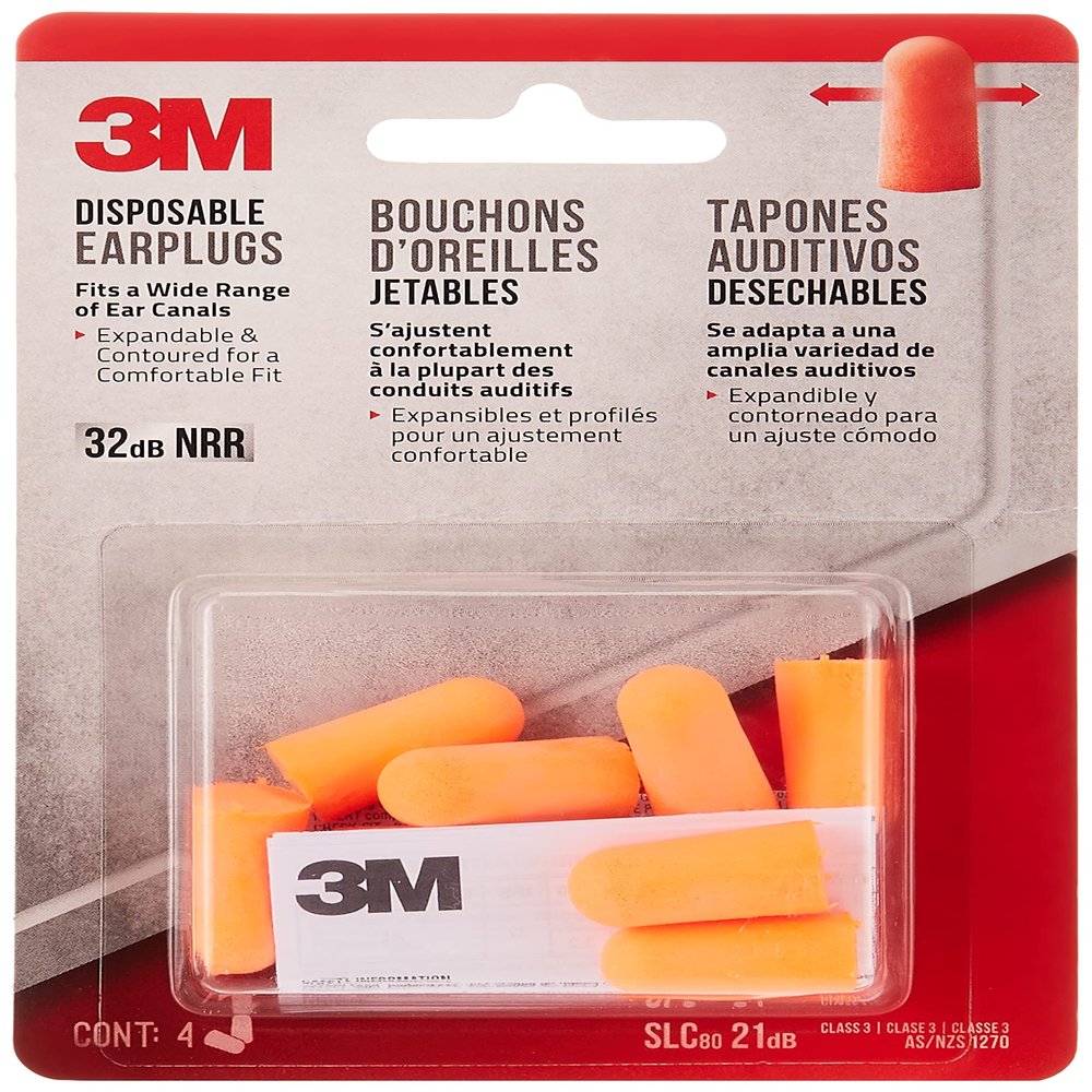 3M Safety 3M 92050-00000T Disposable Earplugs, 4-Pair, Yellow