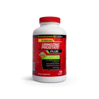 Urinozinc Plus - Prostate Supplement with Beta Sitosterol & Saw Palmetto Reduce Frequent Urination Concerns & Support Your Prostate Health, 180 Caplets