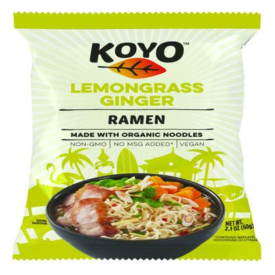 Koyo Ramen Soup, Lemongrass Ginger, Made with Organic Noodles, No MSG, No Preservatives, Vegan, 2.1 Ounces