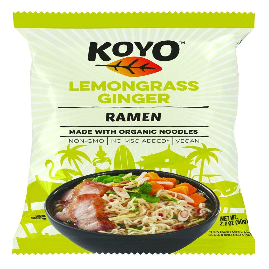 Koyo Ramen Soup, Lemongrass Ginger, Made with Organic Noodles, No MSG, No Preservatives, Vegan, 2.1 Ounces