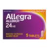 Allegra Adult 24-Hour Allergy Relief Tablets, Non-Drowsy Indoor and Outdoor Allergy Medicine, 180 mg Fexofenadine HCI Antihistamine Pill, 5-Count view 1