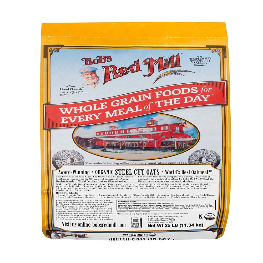 Bob's Red Mill Bulk Oats Steel Cut Organic, 25 Pound
