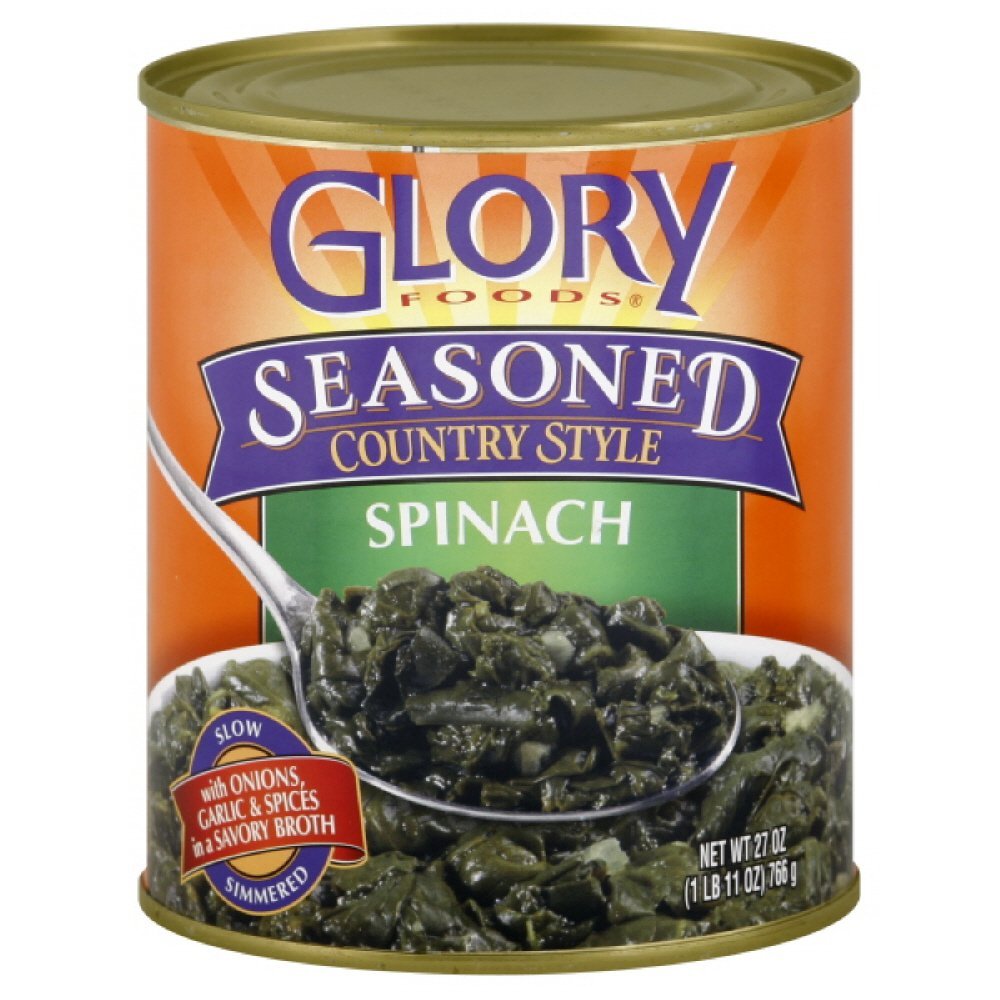 Glory Foods Seasoned Spinach, 27-ounces (Pack of6)