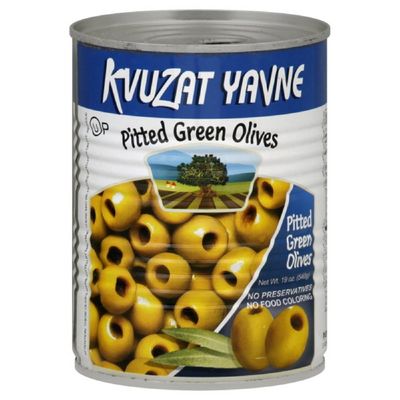 Kvuzat Yavne Olives Green Pitted, 19-Ounce (Pack of 6)