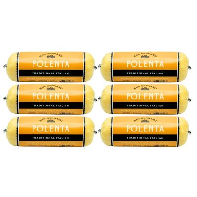 Traditional Italian Polenta Tube by San Gennaro | Gluten Free Cornmeal | Made from Yellow Corn Non-GMO Ingredients for Authentic Flavor | Ready for Quick Heat-and-Serve Meals, 24 ounce, Pack of 6
