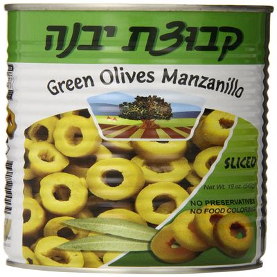 Kvuzat Yavne Olives Green Sliced, 19-Ounce (Pack of 6)
