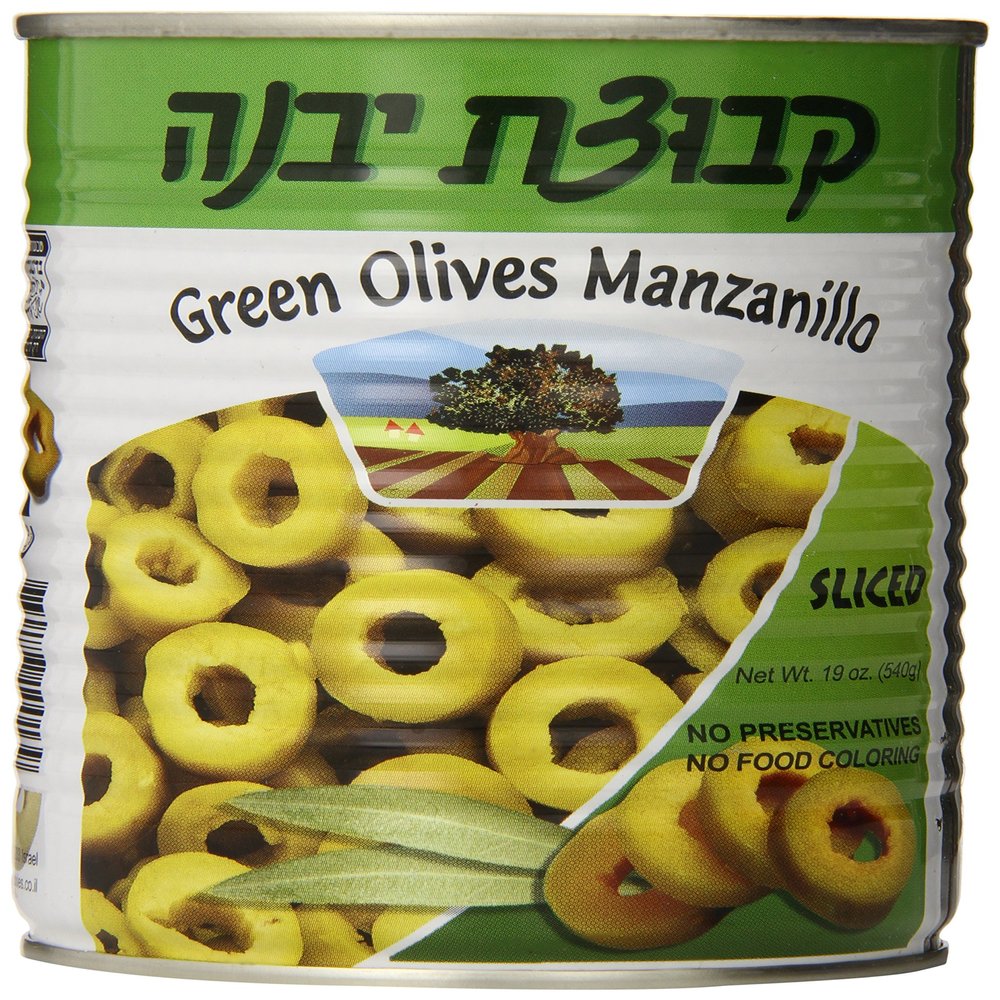 Kvuzat Yavne Olives Green Sliced, 19-Ounce (Pack of 6)