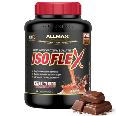 ALLMAX ISOFLEX Pure Whey Isolate Protein Powder - Gluten Free, Low Lactose, Sugar-Free - High-Protein, Clean, Keto-Friendly for Pre Post Workout Supplement for Women and Men | Chocolate, 5lb