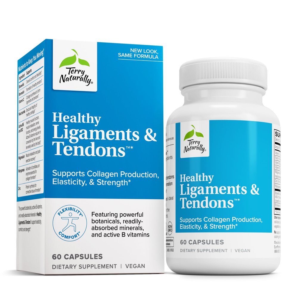 Terry Naturally Healthy Ligaments & Tendons - Dietary Supplement for Connective Tissue & Joint Lubrication Support - Non-GMO Formula to Aid Ligament & Muscle Health - 60 Capsules
