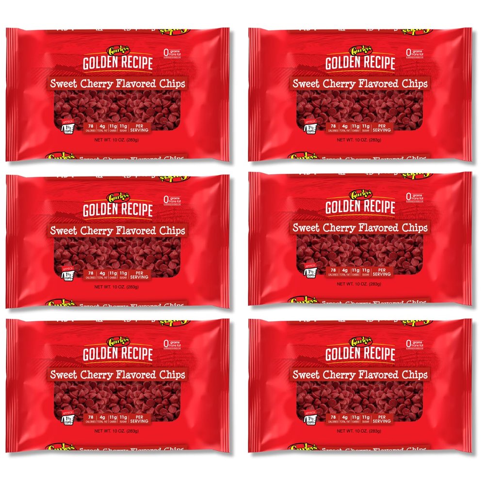 Gurley's Cherry Flavored Baking Chips, Sweet Cherry Chips for Baking, Ideal for Cakes, Cookies, Frosting & Desserts, 10 oz (Pack of 6)