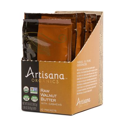 Artisana Organics Raw Walnut Butter with Cashews - No Sugar Added, Just Two Ingredients - Vegan, Paleo, Keto Friendly Snack, 1.06oz Pouches (10 Pack)