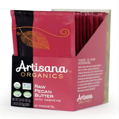 Artisana Organics Raw Pecan Butter with Cashews - No Sugar Added, Just Two Ingredients - Vegan, Paleo and Keto Snack, 1.06oz Pouches (10 Pack)