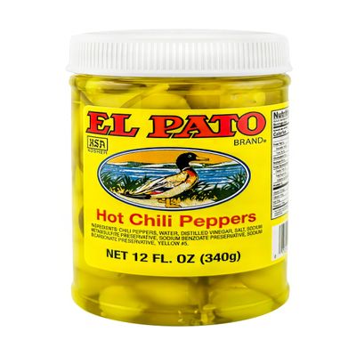 El Pato Hot Chili Peppers 12oz Pickled Yellow Chili Peppers 340g Kosher