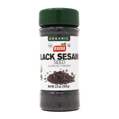 Badia Organic Black Sesame Seed 2.5 oz  Whole Black Sesame Seeds for Cooking, Baking & Garnishing  Rich, Nutty & Crunchy Flavor