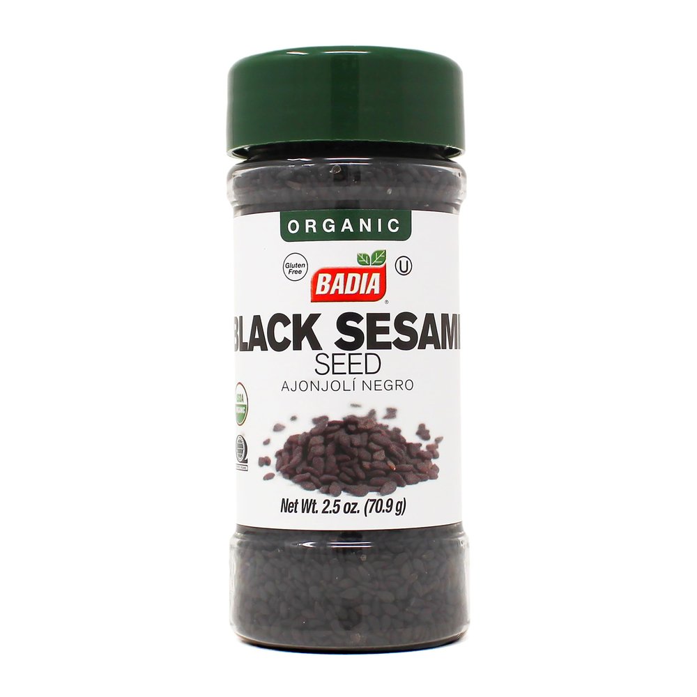 Badia Organic Black Sesame Seed 2.5 oz  Whole Black Sesame Seeds for Cooking, Baking & Garnishing  Rich, Nutty & Crunchy Flavor