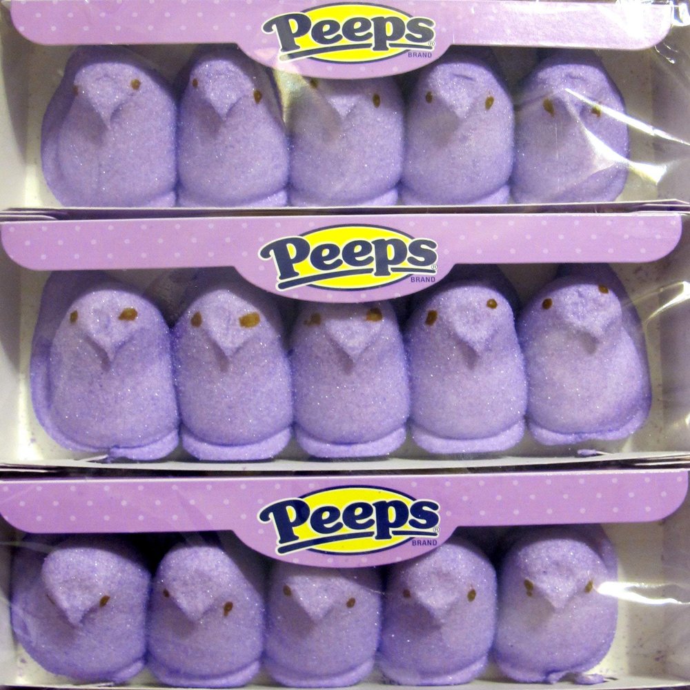 Marshmallow Peeps Lavendar Chicks, 4.5-Ounce, 15-Count Boxes (Pack of 6)