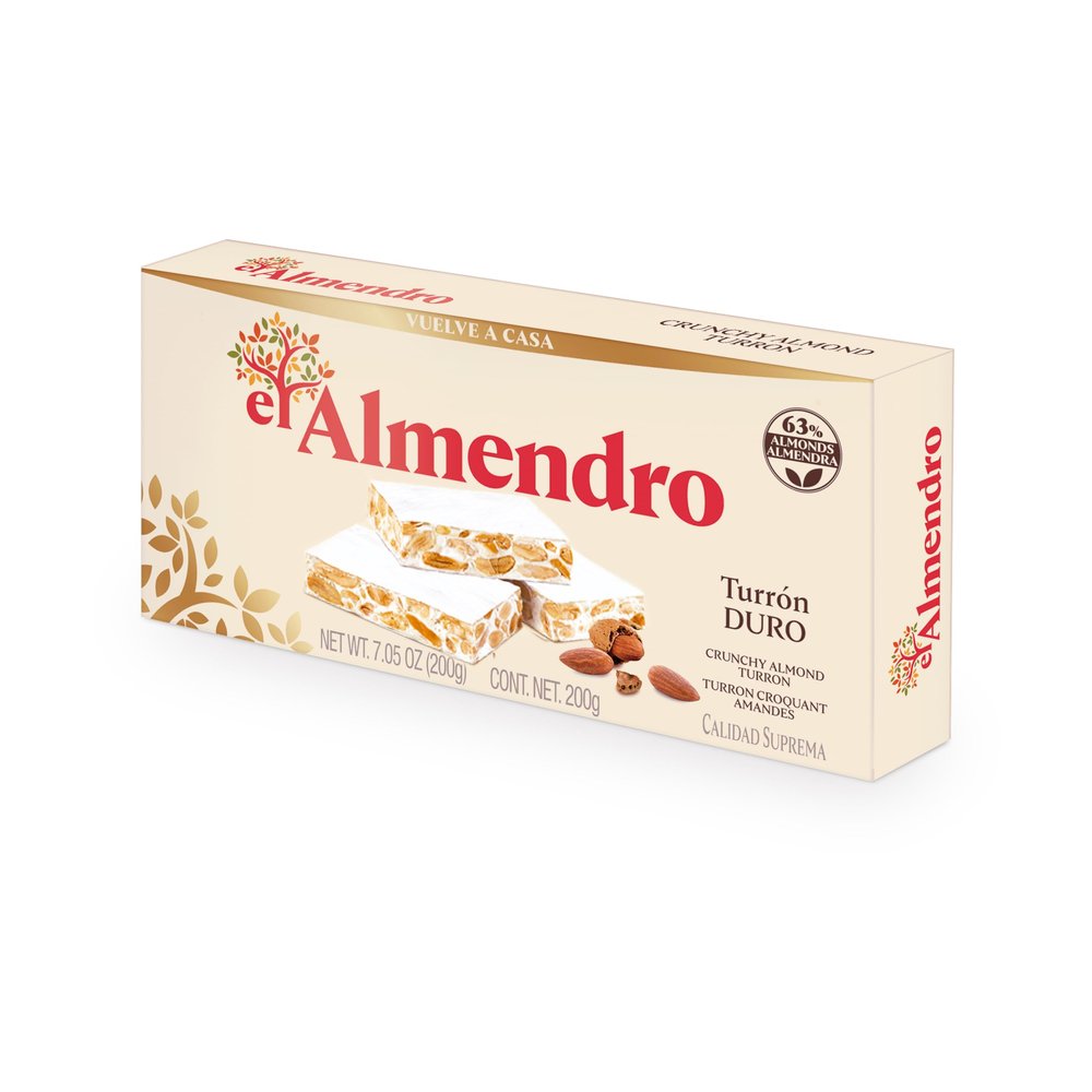 El Almendro Turrones, Turron Duro Nougat Christmas Candy, Crunchy Almond Torrone From Spain, Traditional Spanish Brittle, Holiday Dessert, Gluten Free, 3 Pack, 7.05 oz each.