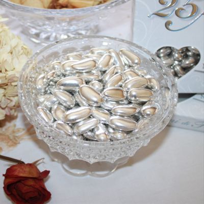 Dipped Silver Jordan Almonds Drages -1 LB Box