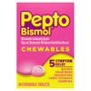 Pepto Bismol Chewable Tablets, Upset Stomach Relief, Nausea Relief, Heartburn Relief, Indigestion Relief, Anti Diarrhea Medication for Adults - 5 Symptom Relief, 48 ct view 1