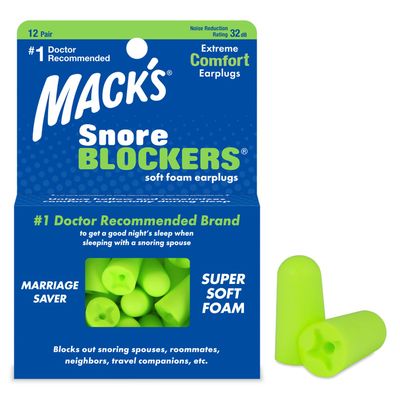 Macks Snore Blockers Soft Foam Earplugs, 12-Pair (Pack of 2)