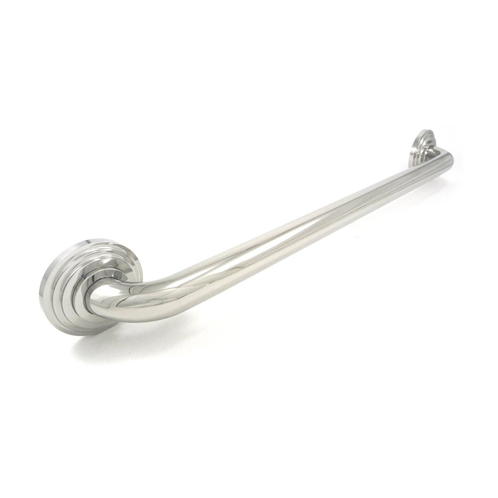 Tri-Step Flange Platinum Grab Bar, 42" L, Stainless Steel, Polished chrome